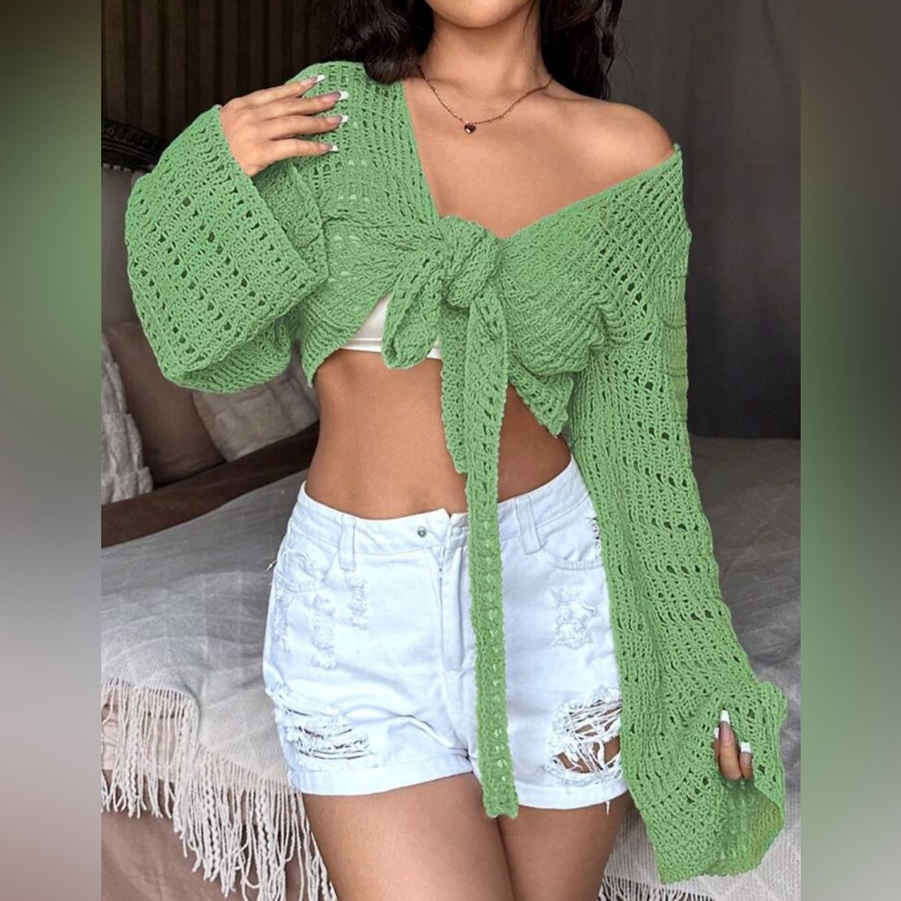 Green Knit Women's cover up